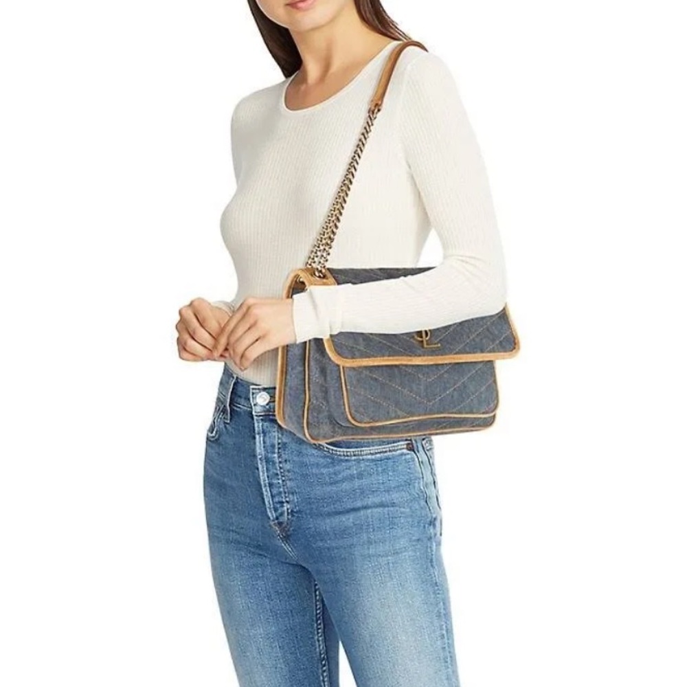 Saint Laurent Medium Monogram Matelasse Denim Niki Bag - Picture 7 of 16